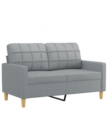 Set di Divani 4 pz con Cuscini Grigio Chiaro in Tessuto