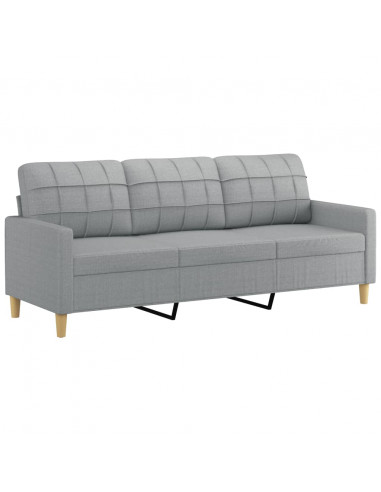 Set di Divani 4 pz con Cuscini Grigio Chiaro in Tessuto