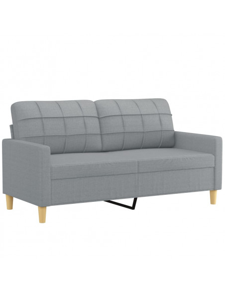 Set di Divani 3 pz con Cuscini Grigio Chiaro in Tessuto