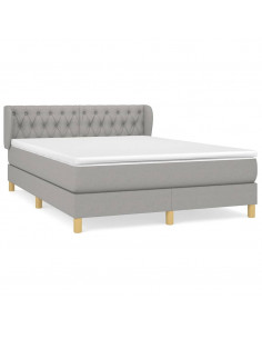 Giroletto a Molle con Materasso Grigio Chiaro 140x190cm Tessuto 2