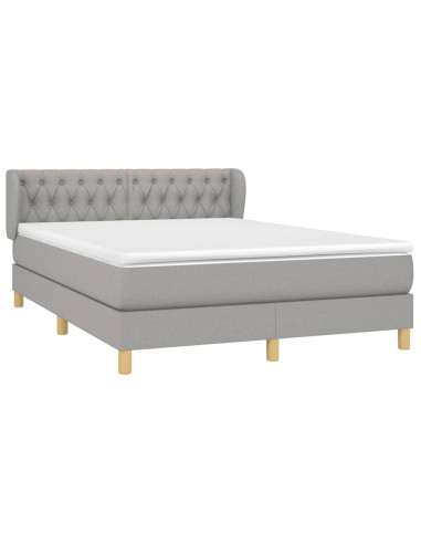 Giroletto a Molle con Materasso Grigio Chiaro 140x190cm Tessuto