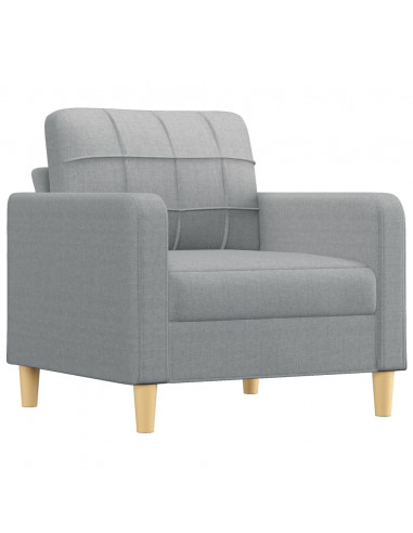 Set Divani 3 pz con Cuscini Grigio Chiaro in Tessuto