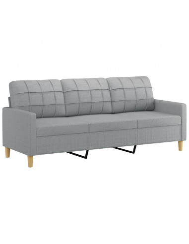 Set Divani 3 pz con Cuscini Grigio Chiaro in Tessuto
