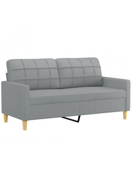 Set Divani 3 pz con Cuscini Grigio Chiaro in Tessuto