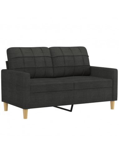 Set Divani 3 pz con Cuscini Nero in Tessuto