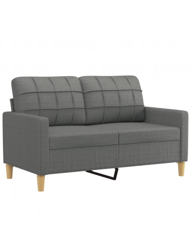 Set di Divani 2 pz con Cuscini Grigio Scuro in Tessuto
