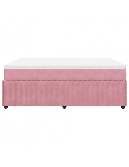 Giroletto a Molle con Materasso Rosa 160x200 cm in Velluto