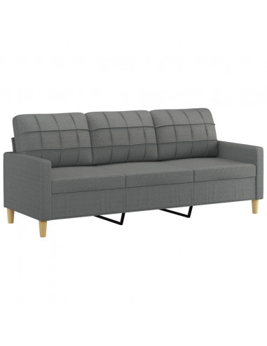 Set di Divani 2 pz con Cuscini Grigio Scuro in Tessuto