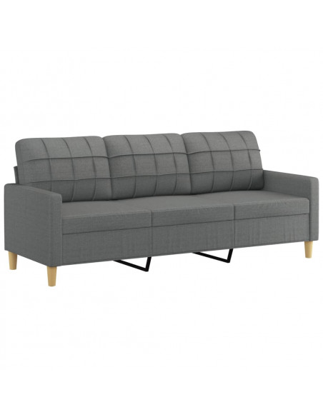 Set di Divani 2 pz con Cuscini Grigio Scuro in Tessuto