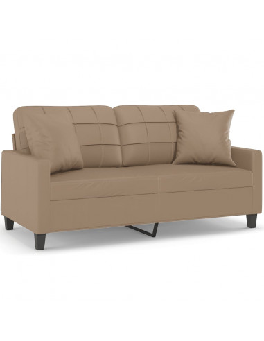 Divano a 2 Posti con Cuscini Cappuccino 140 cm in Similpelle