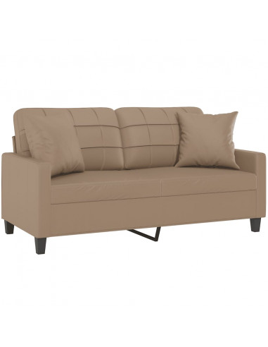 Divano a 2 Posti con Cuscini Cappuccino 140 cm in Similpelle