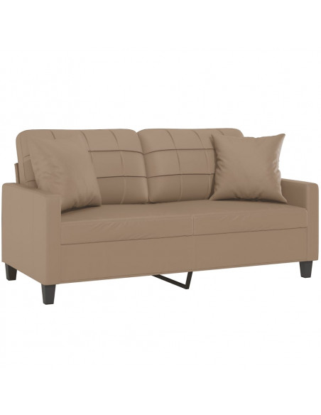 Divano a 2 Posti con Cuscini Cappuccino 140 cm in Similpelle