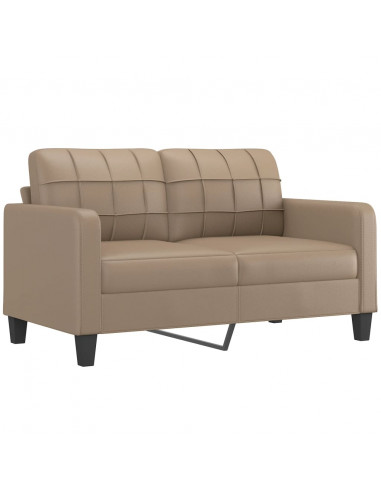 Divano a 2 Posti con Cuscini Cappuccino 140 cm in Similpelle