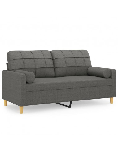 Divano a 2 Posti con Cuscini Grigio Scuro 140 cm in Tessuto