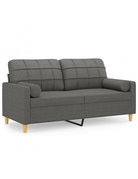 Divano a 2 Posti con Cuscini Grigio Scuro 140 cm in Tessuto