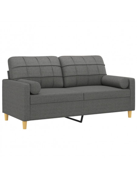 Divano a 2 Posti con Cuscini Grigio Scuro 140 cm in Tessuto