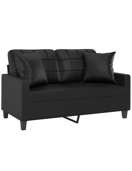 Divano a 2 Posti con Cuscini Nero 120 cm in Similpelle