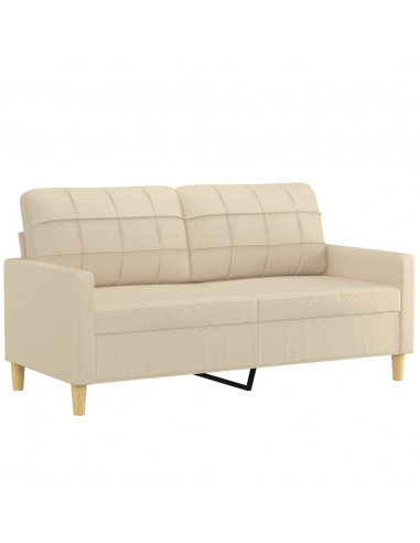 Set Divani 2 pz con Cuscini Crema in Tessuto