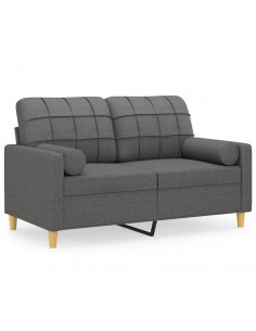 Divano a 2 Posti con Cuscini Grigio Scuro 120 cm in Tessuto 2