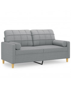 Divano a 2 Posti con Cuscini Grigio Chiaro 140 cm in Tessuto 2