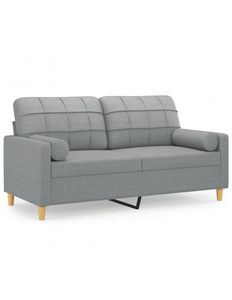 Divano a 2 Posti con Cuscini Grigio Chiaro 140 cm in Tessuto
