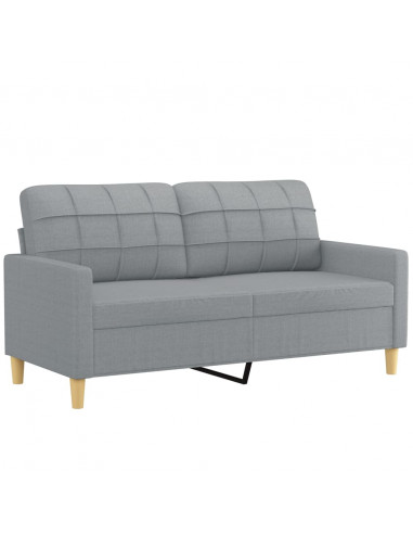 Divano a 2 Posti con Cuscini Grigio Chiaro 140 cm in Tessuto