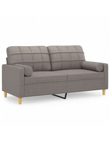 Divano a 2 Posti con Cuscini Tortora 140 cm in Tessuto