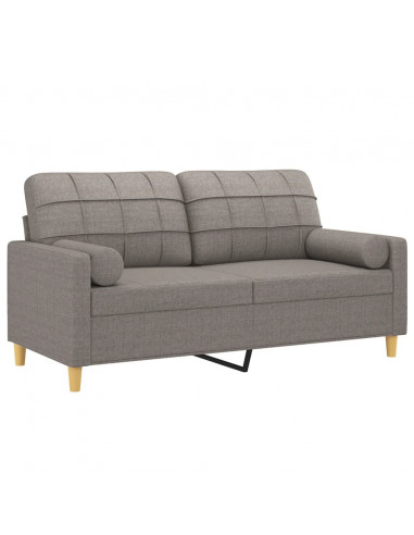 Divano a 2 Posti con Cuscini Tortora 140 cm in Tessuto