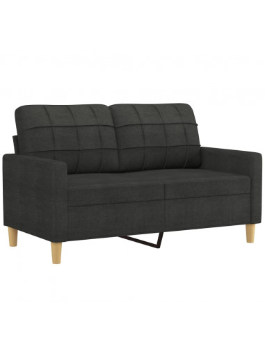 Set Divani 3 pz con Cuscini Nero in Tessuto