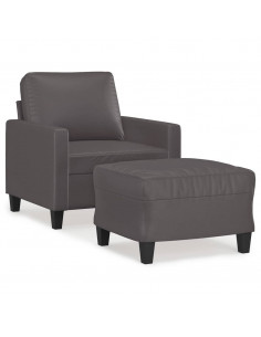 Poltrona con Poggiapiedi Grigio 60 cm in Similpelle 2
