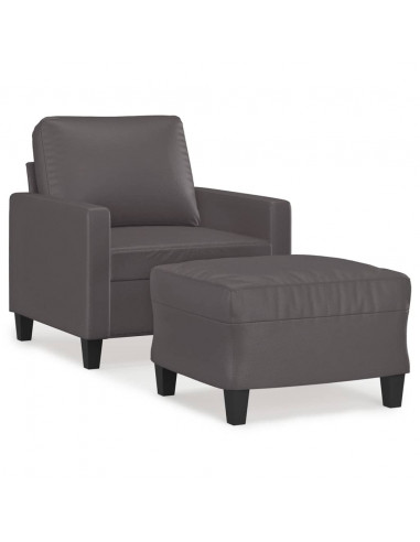 Poltrona con Poggiapiedi Grigio 60 cm in Similpelle