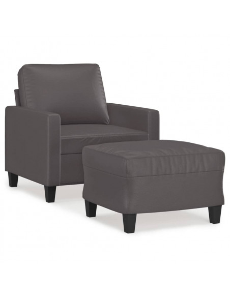 Poltrona con Poggiapiedi Grigio 60 cm in Similpelle