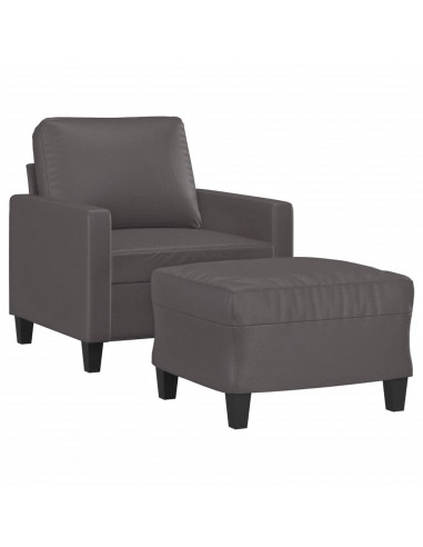 Poltrona con Poggiapiedi Grigio 60 cm in Similpelle