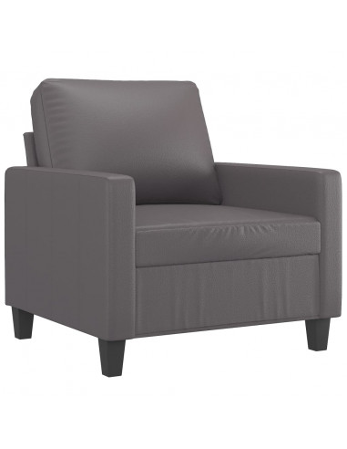 Poltrona con Poggiapiedi Grigio 60 cm in Similpelle