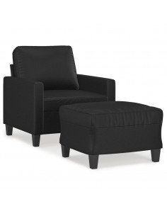 Poltrona con Poggiapiedi Nero 60 cm in Similpelle 2
