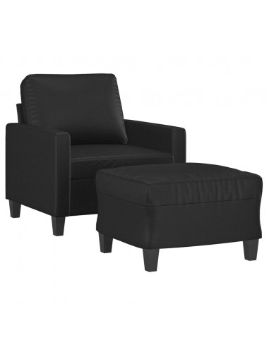 Poltrona con Poggiapiedi Nero 60 cm in Similpelle