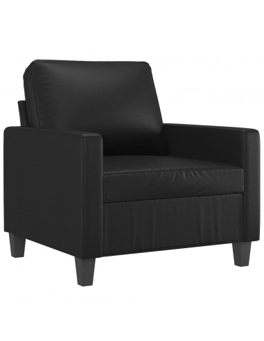 Poltrona con Poggiapiedi Nero 60 cm in Similpelle