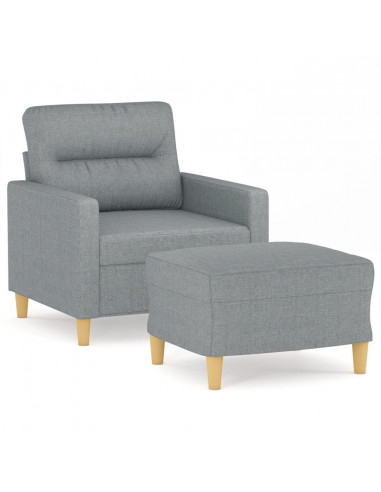 Poltrona con Poggiapiedi Grigio Chiaro 60 cm in Tessuto