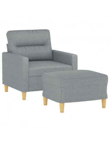Poltrona con Poggiapiedi Grigio Chiaro 60 cm in Tessuto