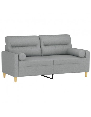 Divano a 2 Posti con Cuscini Grigio Chiaro 140 cm in Tessuto