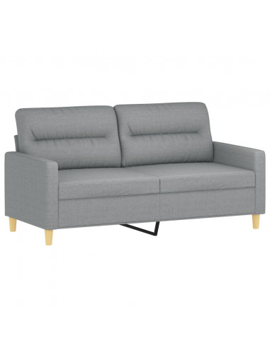Divano a 2 Posti con Cuscini Grigio Chiaro 140 cm in Tessuto