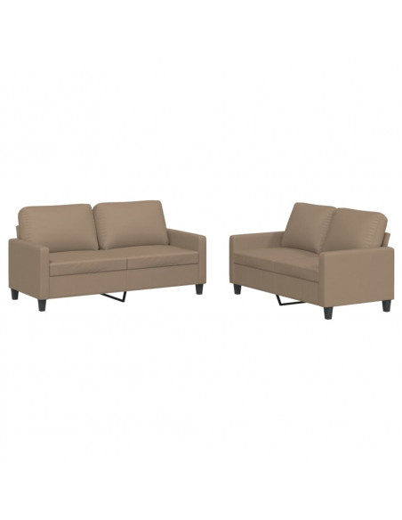 Set di Divani 2 pz con Cuscini cappuccino in Similpelle