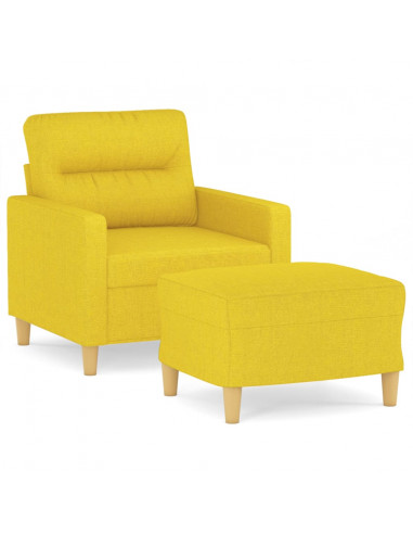 Poltrona con Poggiapiedi Giallo Chiaro 60 cm in Tessuto