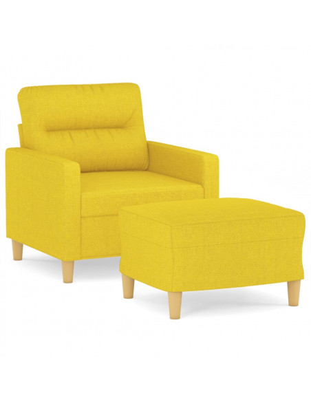Poltrona con Poggiapiedi Giallo Chiaro 60 cm in Tessuto