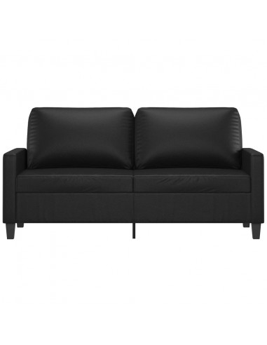 Divano a 2 Posti Nero 140 cm in Similpelle