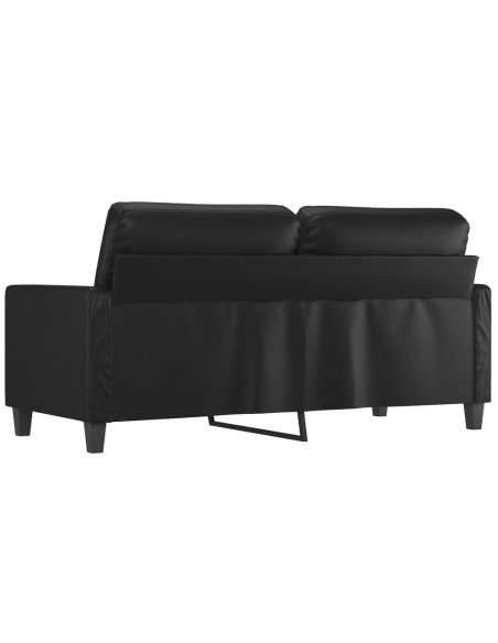 Divano a 2 Posti Nero 140 cm in Similpelle
