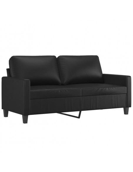 Set di Divani 3 pz con Cuscini Nero in Similpelle