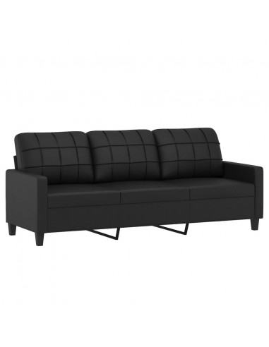 Set di Divani 3 pz con Cuscini Nero in Similpelle