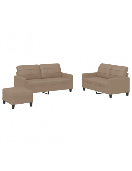 Set di Divani 3 pz con Cuscini cappuccino in Similpelle
