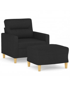 Poltrona con Poggiapiedi Nero 60 cm in Tessuto 2